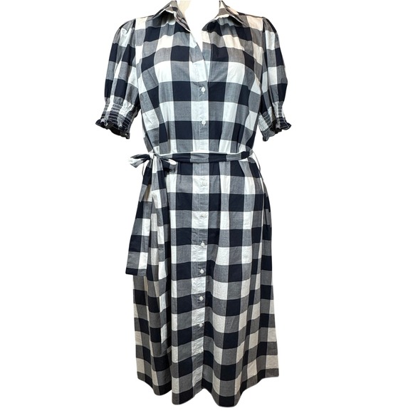 Tommy Hilfiger Gingham Shirt Dress Women's XL Puff Sleeves Preppy Academia Work - Picture 1 of 12